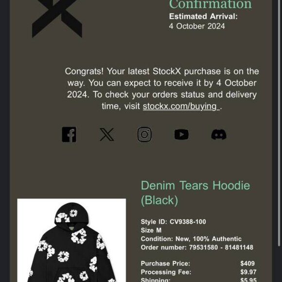 Denim Tears Hoodie Black - Picture 4 of 4